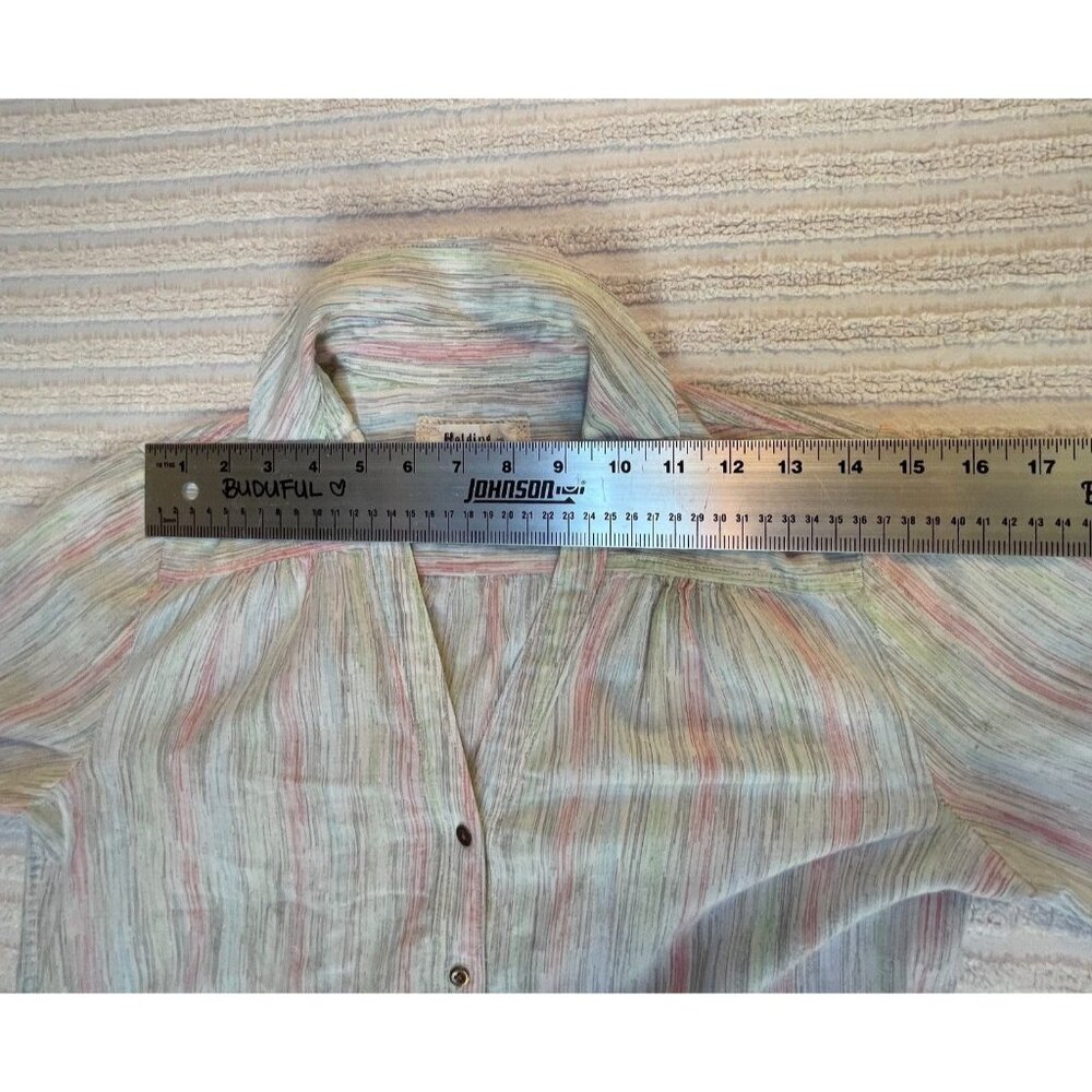 Anthropologie Holding Horses Shirt Top Button Down Long Sleeve Size 6 Gray Pink - Picture 5 of 8